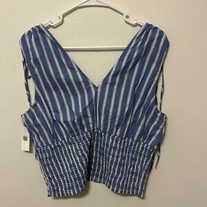 OLD NAVY Blue and White Striped Cropped Tank Top Blouse NWT